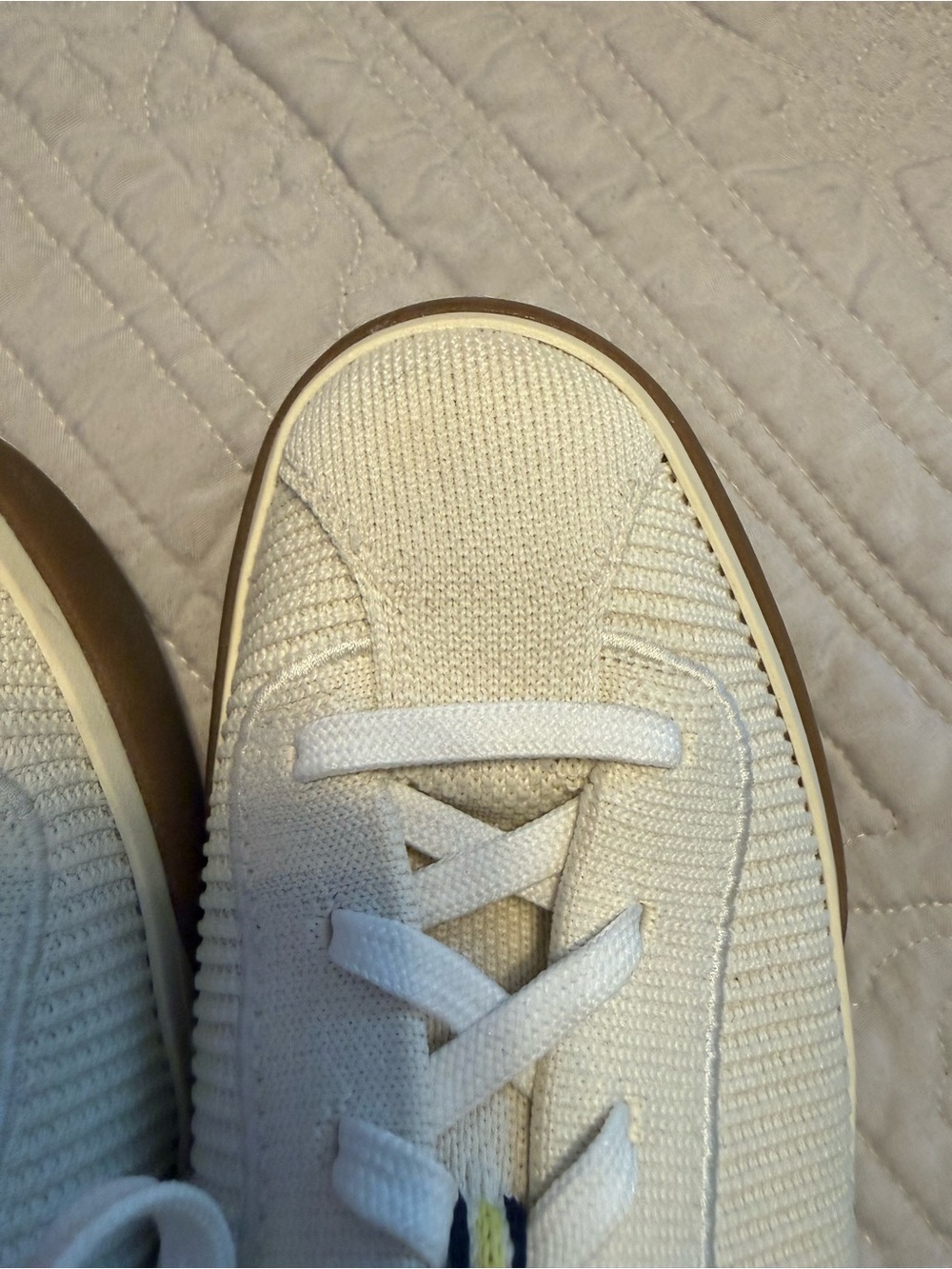 Rothy’s Women’s Lace Up Sneakers Size 8 Ivory Cream Gum Sole Knit - Picture 5 of 8